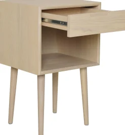 EMINENTE Sängbord, högt,vitpigmenterad ek, lackad ekfaner, massiva ekben