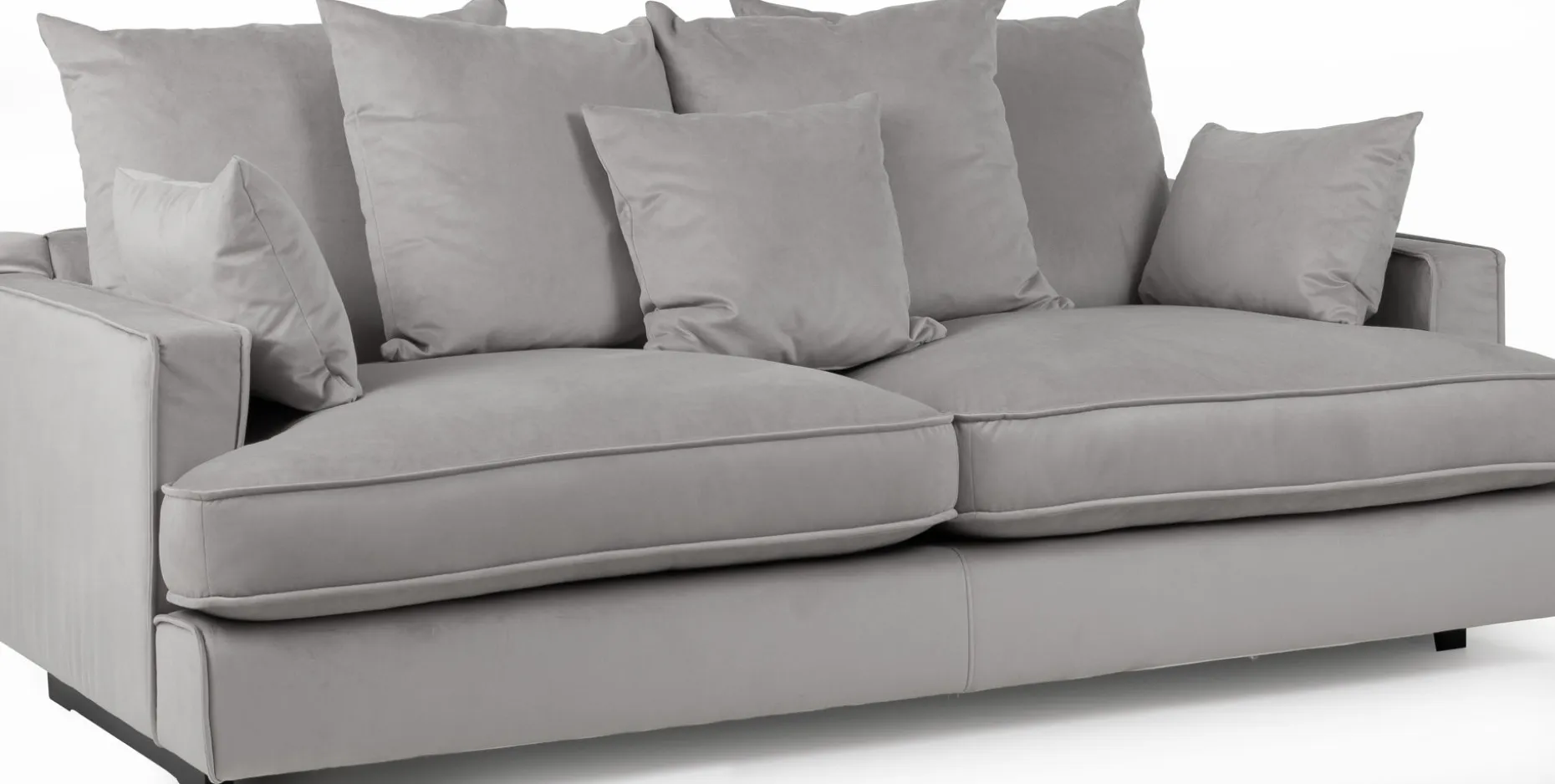 ESTELLE Chill 2,5-sits soffa kuvertryggkuddar tyg Meda silver 72 / svarta ben