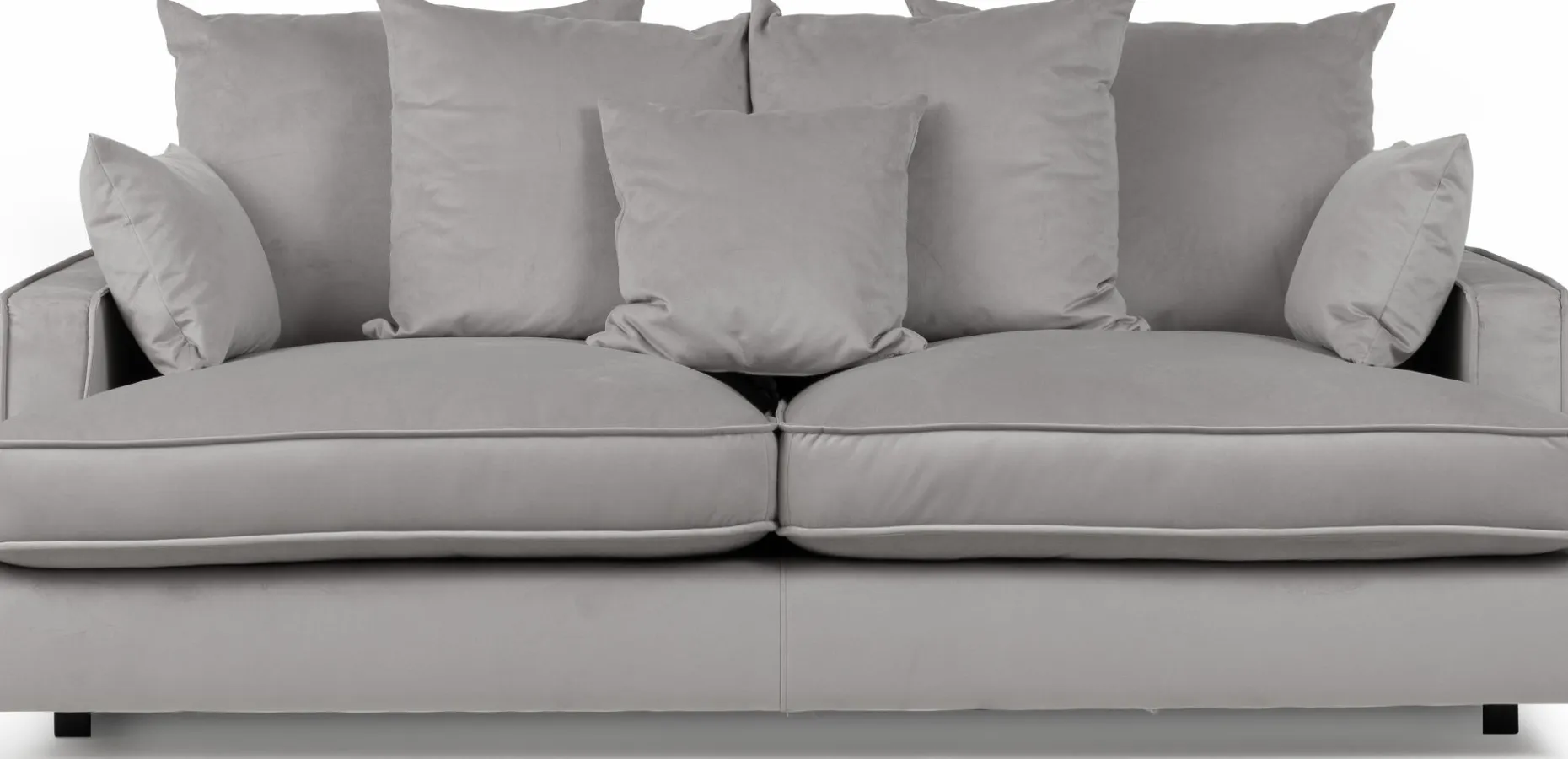 ESTELLE Chill 2,5-sits soffa kuvertryggkuddar tyg Meda silver 72 / svarta ben