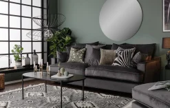 ESTELLE Chill 3,5-sits soffa tyg Meda Iron kuvertryggkuddar svarta ben