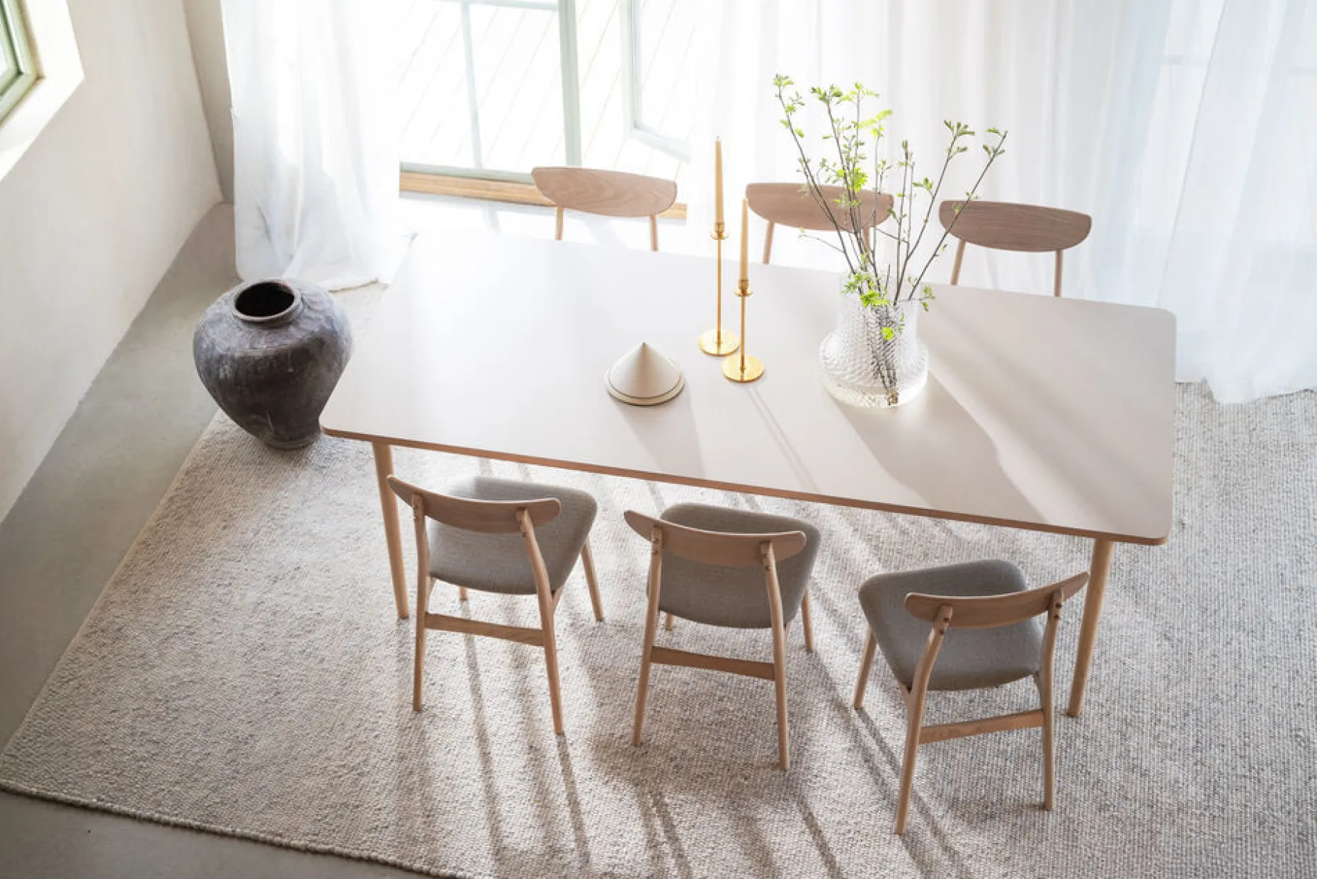 FAIRMOUNT Matbord 220x95 beige HPL/vitpigmenterad ek