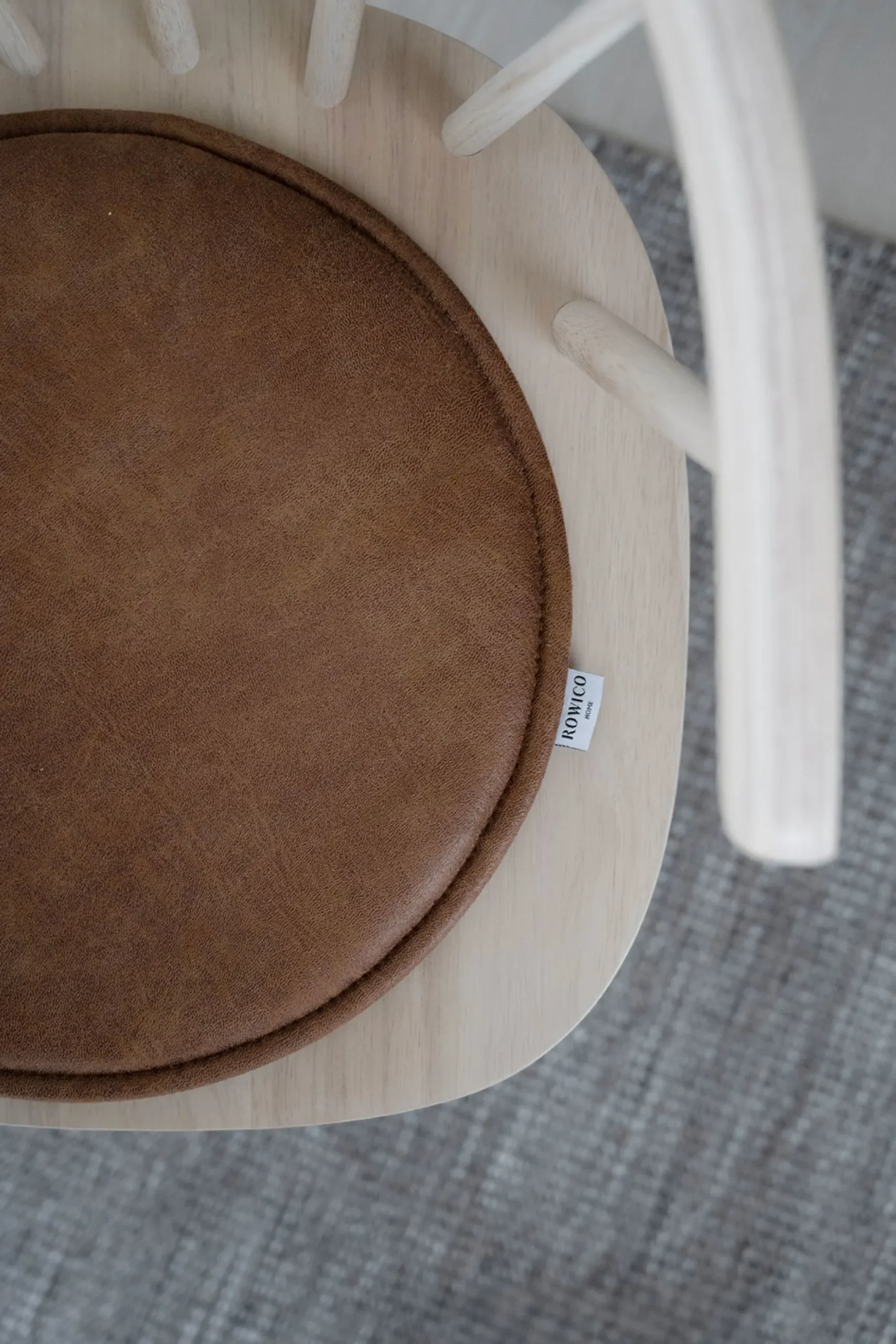 FULTON sittdyna rund brun läder-textil