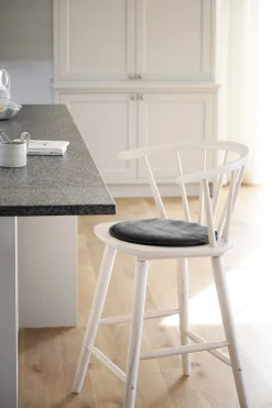 FULTON sittdyna rund svart läder-textil
