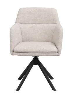 GLADSTONE karmstol ljusbeige tyg/svart metall snurr-tilt