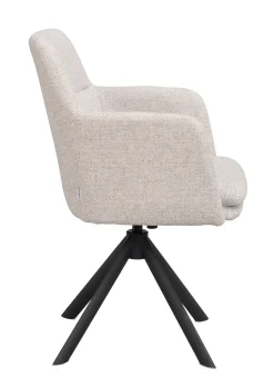 GLADSTONE karmstol ljusbeige tyg/svart metall snurr-tilt