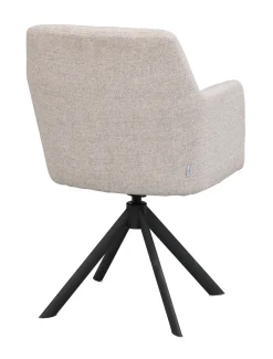 GLADSTONE karmstol ljusbeige tyg/svart metall snurr-tilt