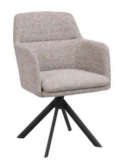 GLADSTONE karmstol mörkbeige tyg/svart metall snurr-tilt