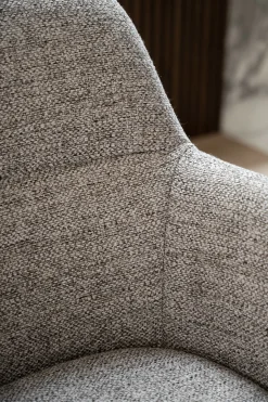 GLADSTONE karmstol mörkbeige tyg/svart metall snurr-tilt