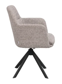GLADSTONE karmstol mörkbeige tyg/svart metall snurr-tilt