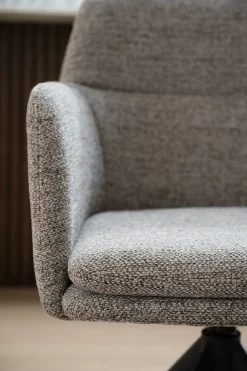 GLADSTONE karmstol mörkbeige tyg/svart metall snurr-tilt