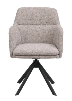 GLADSTONE karmstol mörkbeige tyg/svart metall snurr-tilt