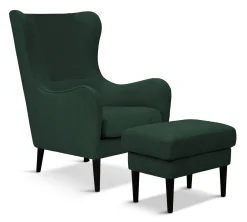 GLENDALE Fotpall tyg Centauri Green 78, svarta ben