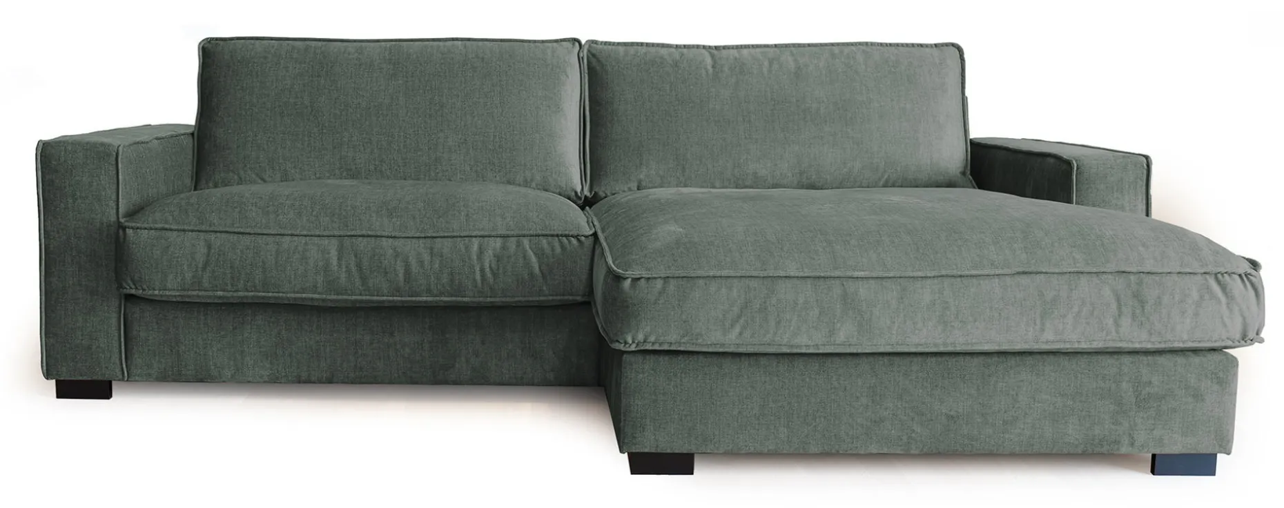 HAYLEY Soffa med divan höger tyg Vogue 11 wintermoss ben=wenge
