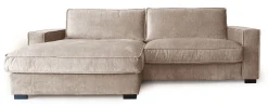 HAYLEY Soffa med divan vänster tyg Vogue 4 taupe ben=wenge