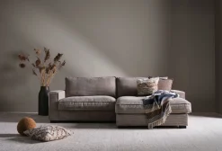 HAYLEY (TD) Soffa med divan vänster tyg Zoom 3 mink ben=wenge
