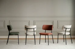 HERBSTER Stol beige tyg/svarta metallben