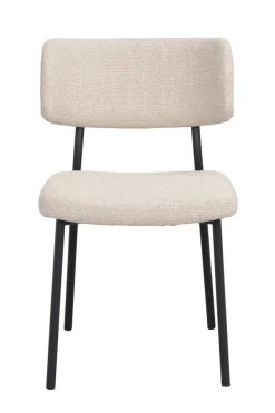 HERBSTER Stol beige tyg/svarta metallben