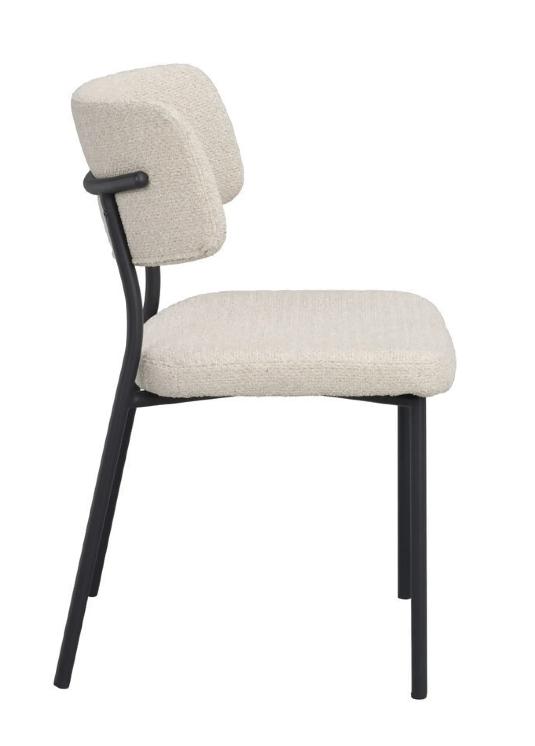 HERBSTER Stol beige tyg/svarta metallben
