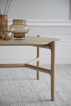 HOLTON Soffbord Ø 80cm massiv ek, mdf ekfanér bordsskiva