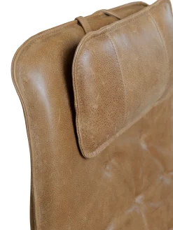JACK METALL Fåtölj utan gunga inkl pall läder Vintage Cognac, svart fot PAKETPRIS