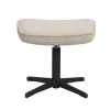 JENKINS Fåtölj+fotpall beige tyg/svart metall snurr, gung