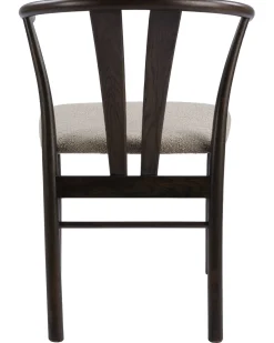 JIVAGO Matstol i lackad mörkbrun ek, sits i tyg alpine grå/beige, foam, Sitthöjd 46,5 cm