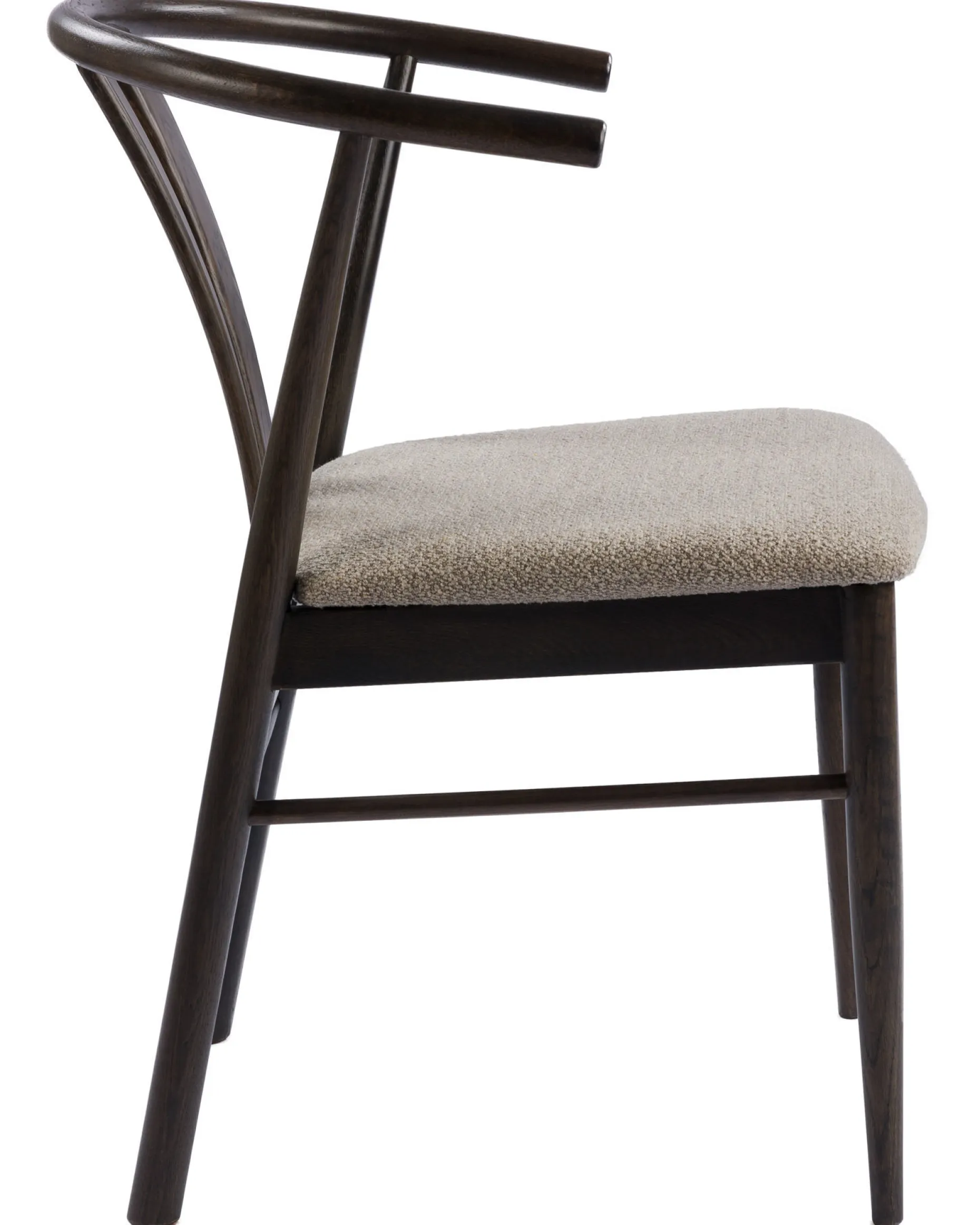 JIVAGO Matstol i lackad mörkbrun ek, sits i tyg alpine grå/beige, foam, Sitthöjd 46,5 cm