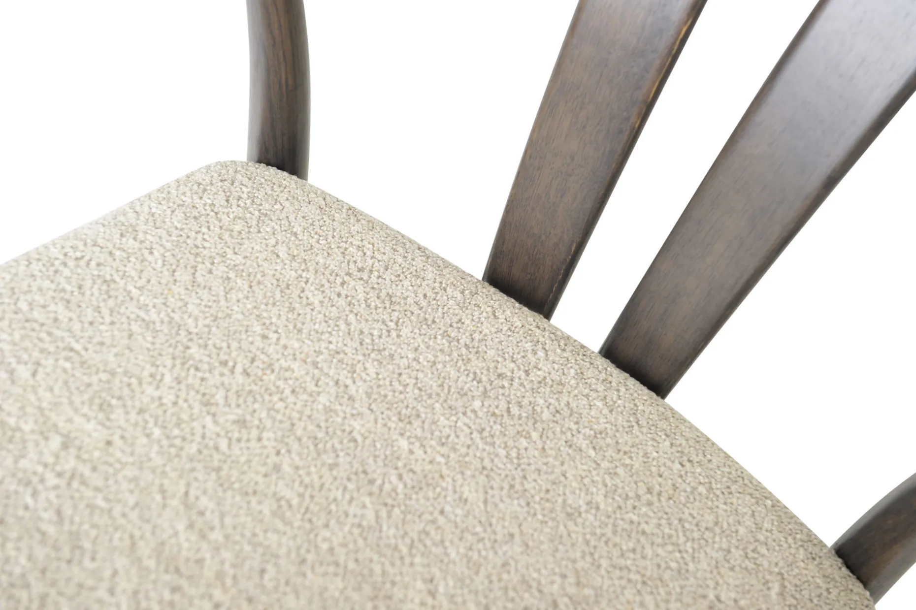 JIVAGO Matstol i lackad mörkbrun ek, sits i tyg alpine grå/beige, foam, Sitthöjd 46,5 cm