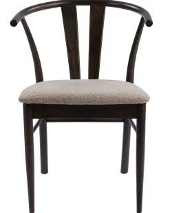 JIVAGO Matstol i lackad mörkbrun ek, sits i tyg alpine grå/beige, foam, Sitthöjd 46,5 cm