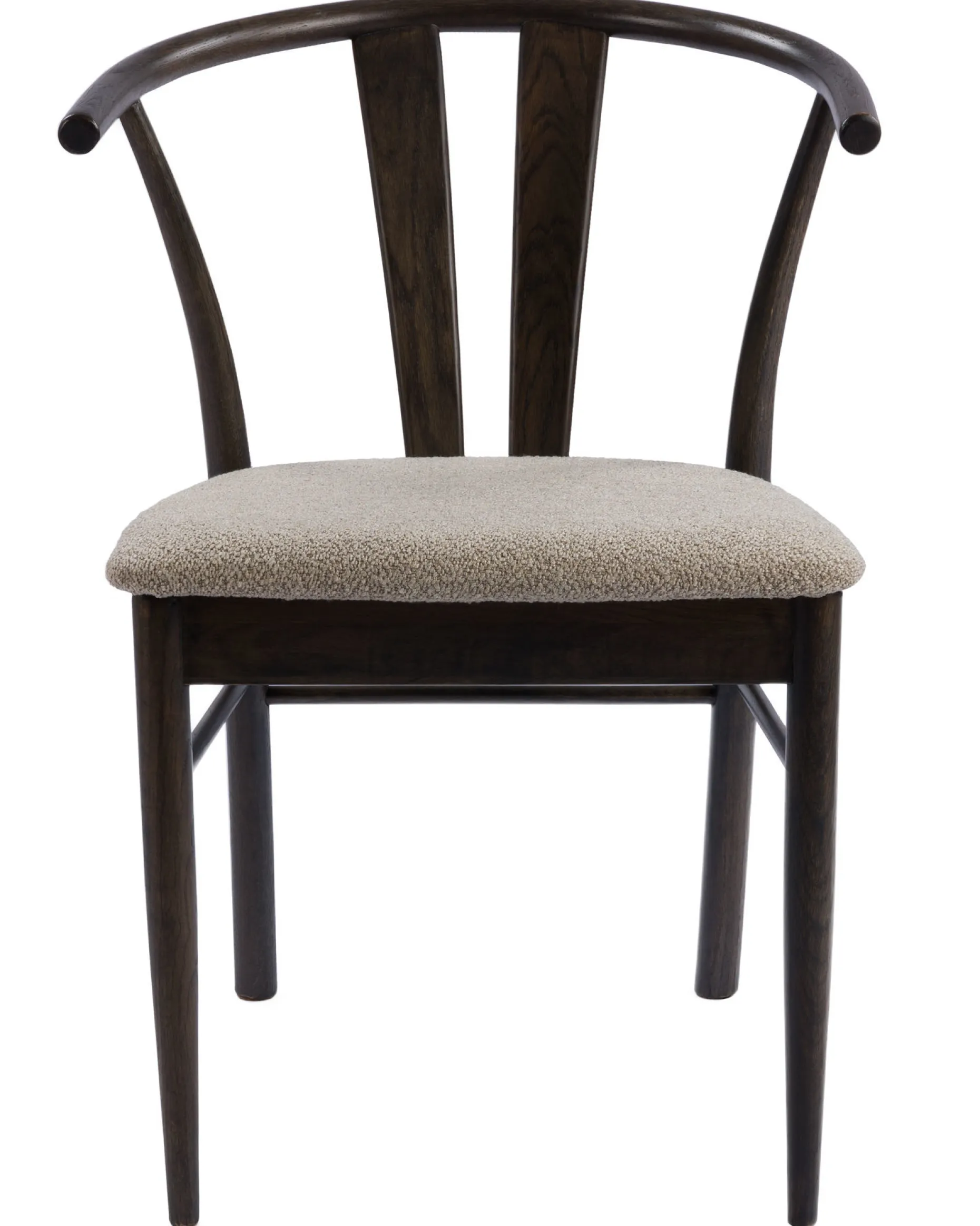 JIVAGO Matstol i lackad mörkbrun ek, sits i tyg alpine grå/beige, foam, Sitthöjd 46,5 cm