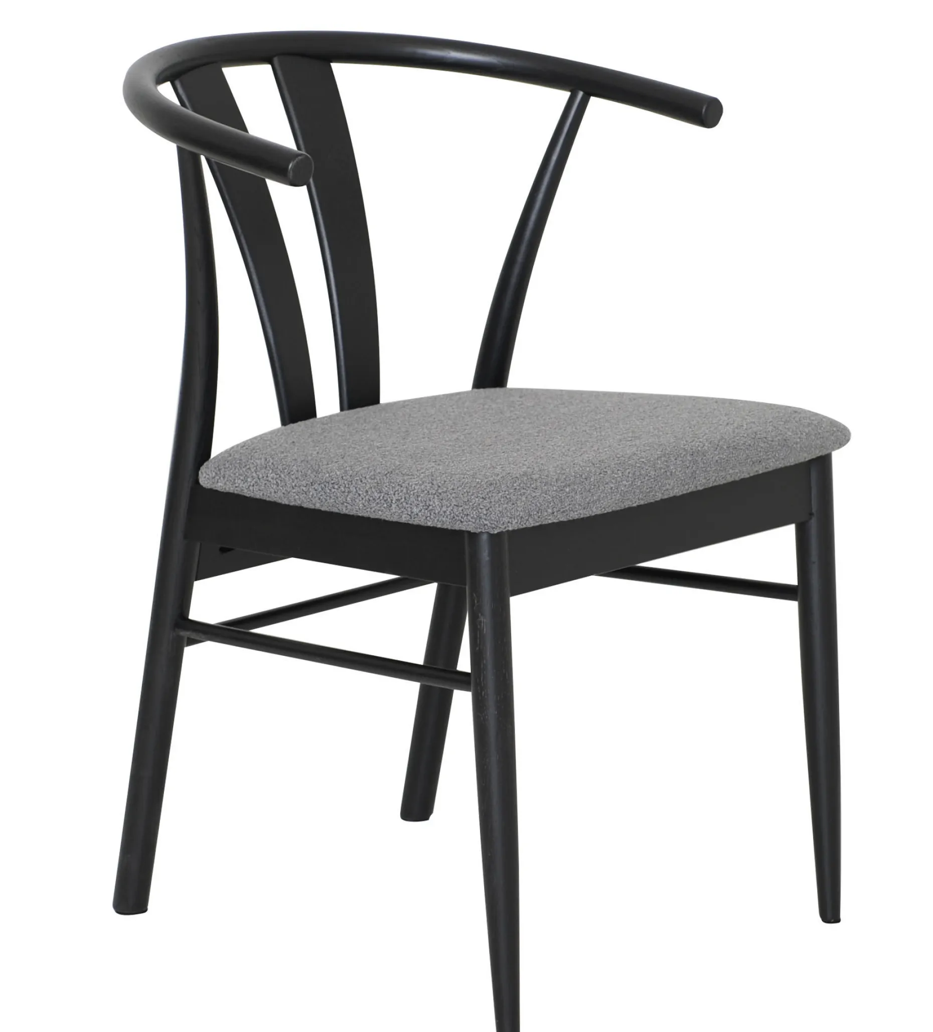 JIVAGO Matstol i lackad svart ek, sits i boucletyg alpine grey 65