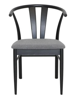 JIVAGO Matstol i lackad svart ek, sits i boucletyg alpine grey 65