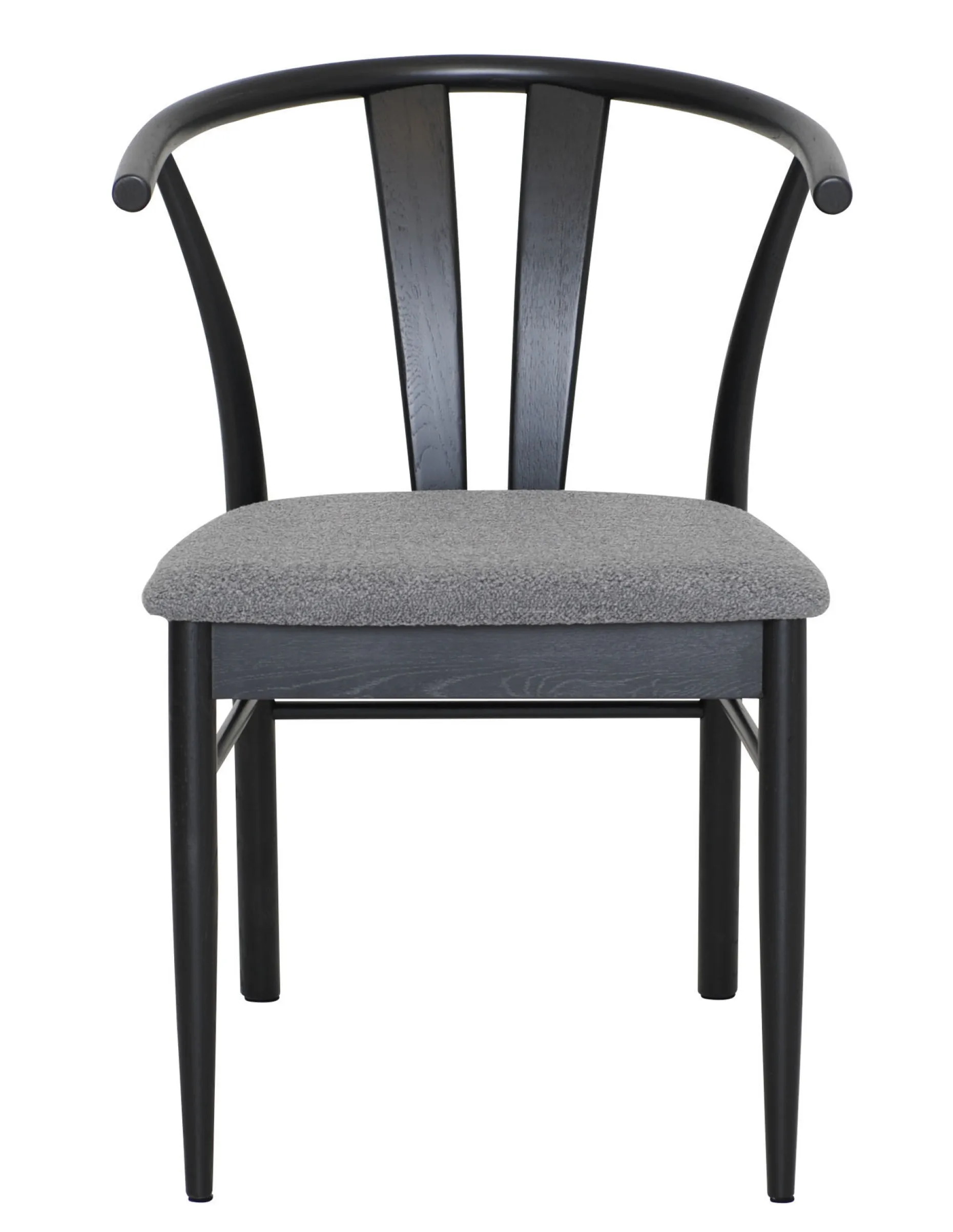 JIVAGO Matstol i lackad svart ek, sits i boucletyg alpine grey 65