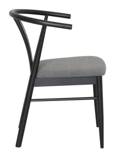 JIVAGO Matstol i lackad svart ek, sits i boucletyg alpine grey 65
