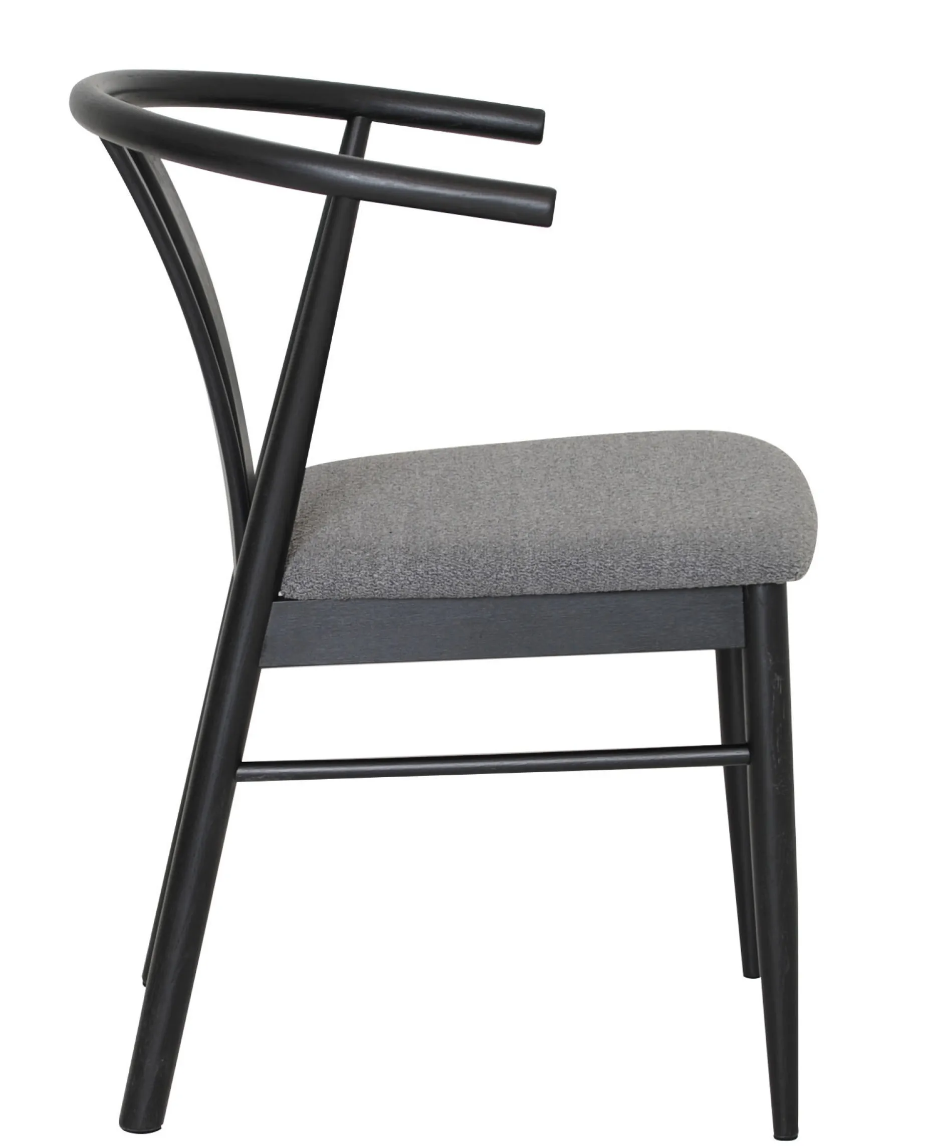 JIVAGO Matstol i lackad svart ek, sits i boucletyg alpine grey 65