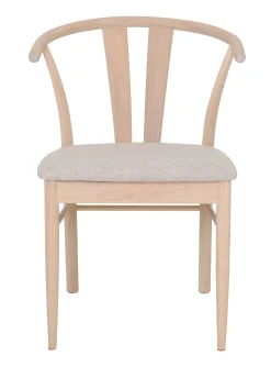 JIVAGO Matstol i vitoljad ek, beige tygsits, sits i boucletyg alpine 01 beige