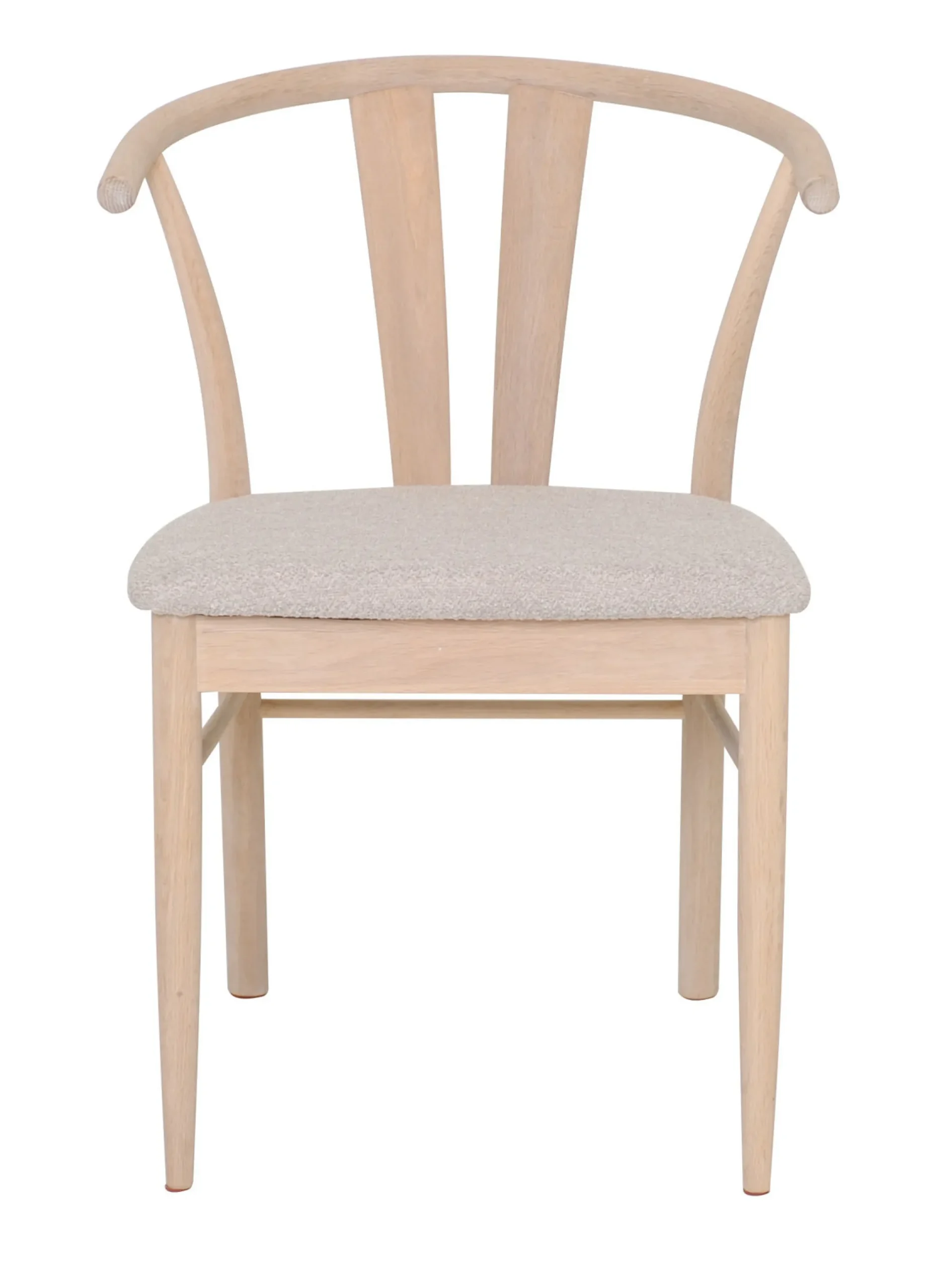 JIVAGO Matstol i vitoljad ek, beige tygsits, sits i boucletyg alpine 01 beige