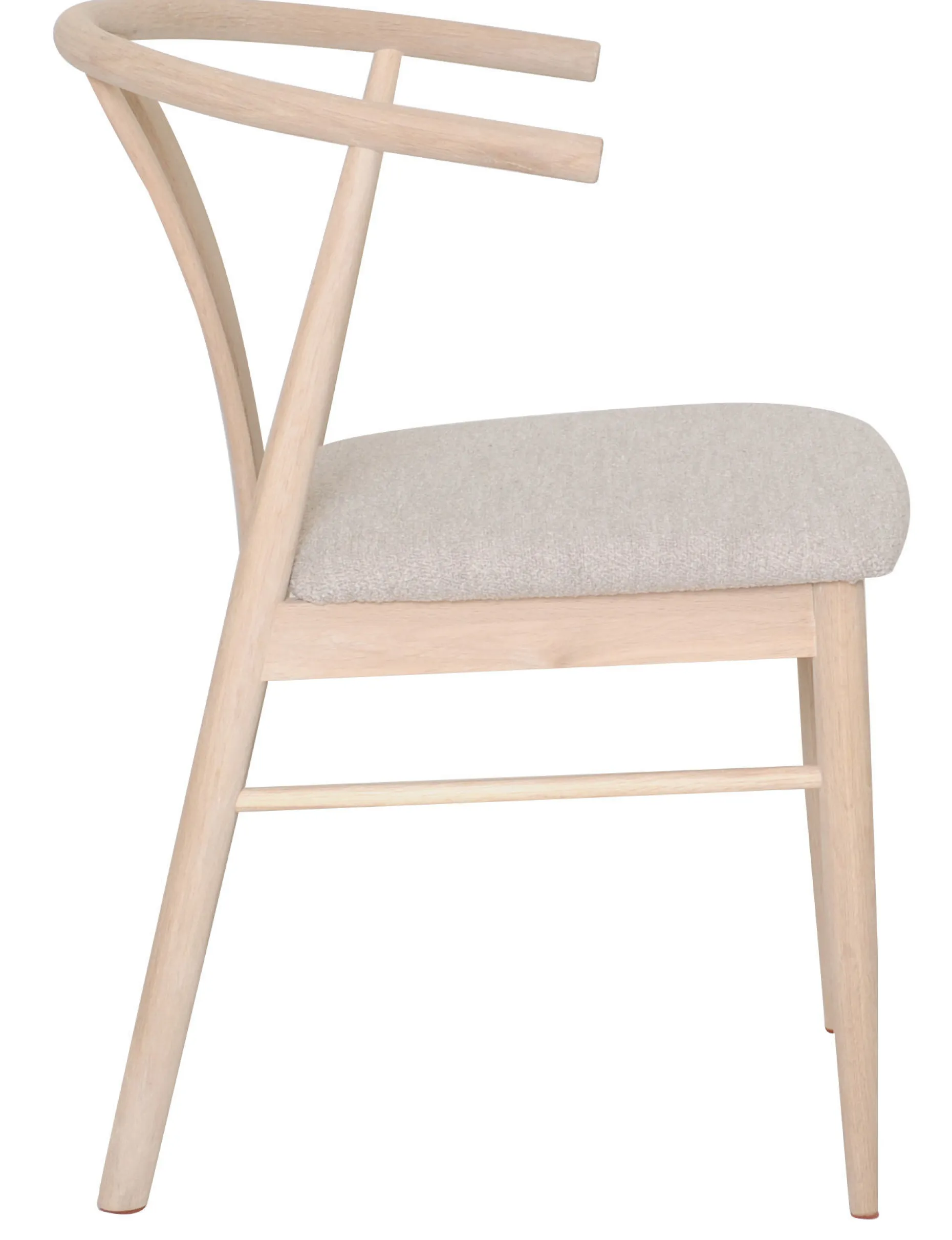 JIVAGO Matstol i vitoljad ek, beige tygsits, sits i boucletyg alpine 01 beige