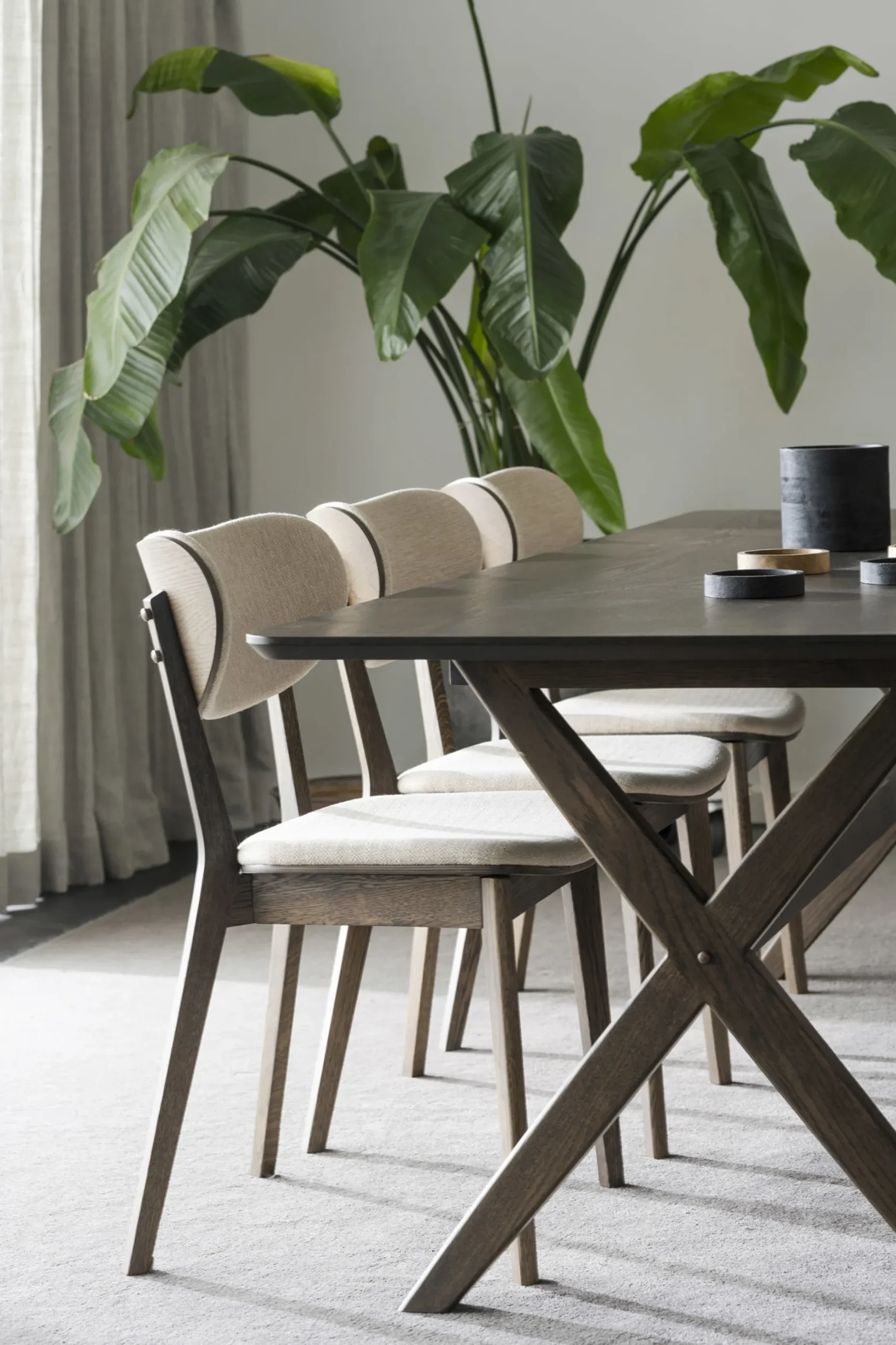 KATO stol brun ek/beige tyg