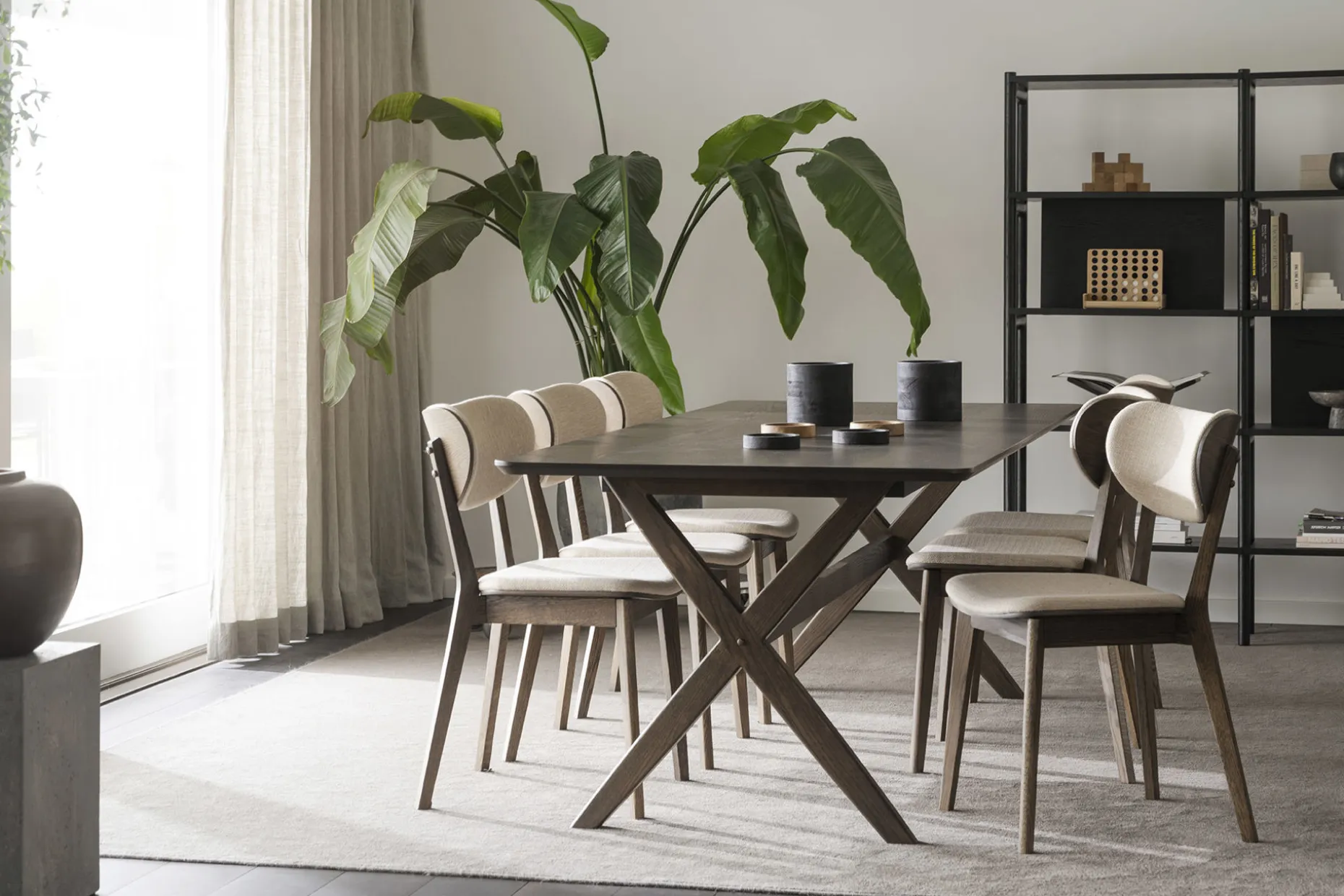 KATO stol brun ek/beige tyg