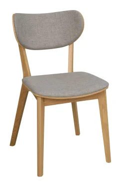 KATO stol lackad ek/ljusgrått tyg