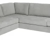 KINGSTON Hörnsoffa 1800/2 m öppet avslut vänster tyg Raven 06 light grey, arm Arlington, svarta metallben