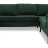 KINGSTON Hörnsoffa 3SDH2 m divan vänster tyg Centauri Green, arm Rochester, svarta metallben