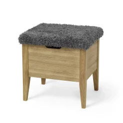KLINTE bänk 45 cm oljad ek med fårpäls