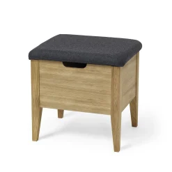 KLINTE bänk 45 cm oljad ek med tyg Chelsea ljusgrå