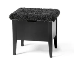 KLINTE bänk 45 cm svartlack med fårpäls