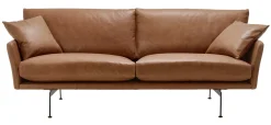LAURI Rak 3-sits soffa läder Vintage cognac, svarta metallben