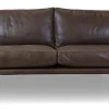 LAURI 3,5 sits soffa rak läder Vintage brown, svarta metall ben