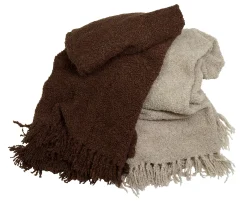LUDDE Pläd brun 170x130cm 72% Akryl / 20% Ull / 8% Polyester Handtvätt