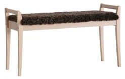 MEJA Bänk Vitoljad ek / Fårskinn Brun
